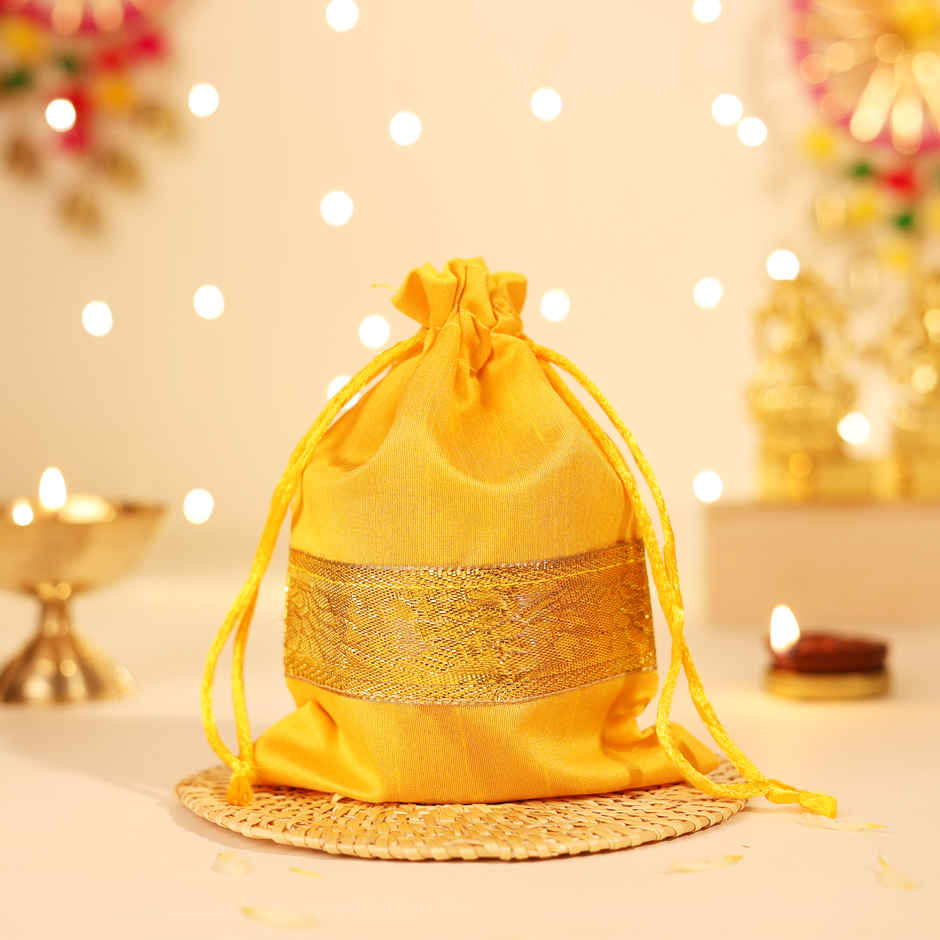 Golden Silk Potli | Pack Of 5 | Happy Mail