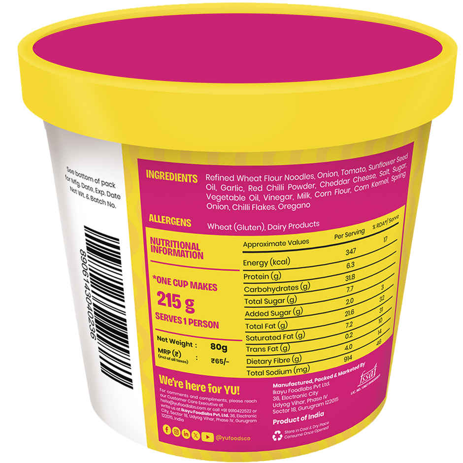 Yu Zingy Cheese Instant Cup Noodles