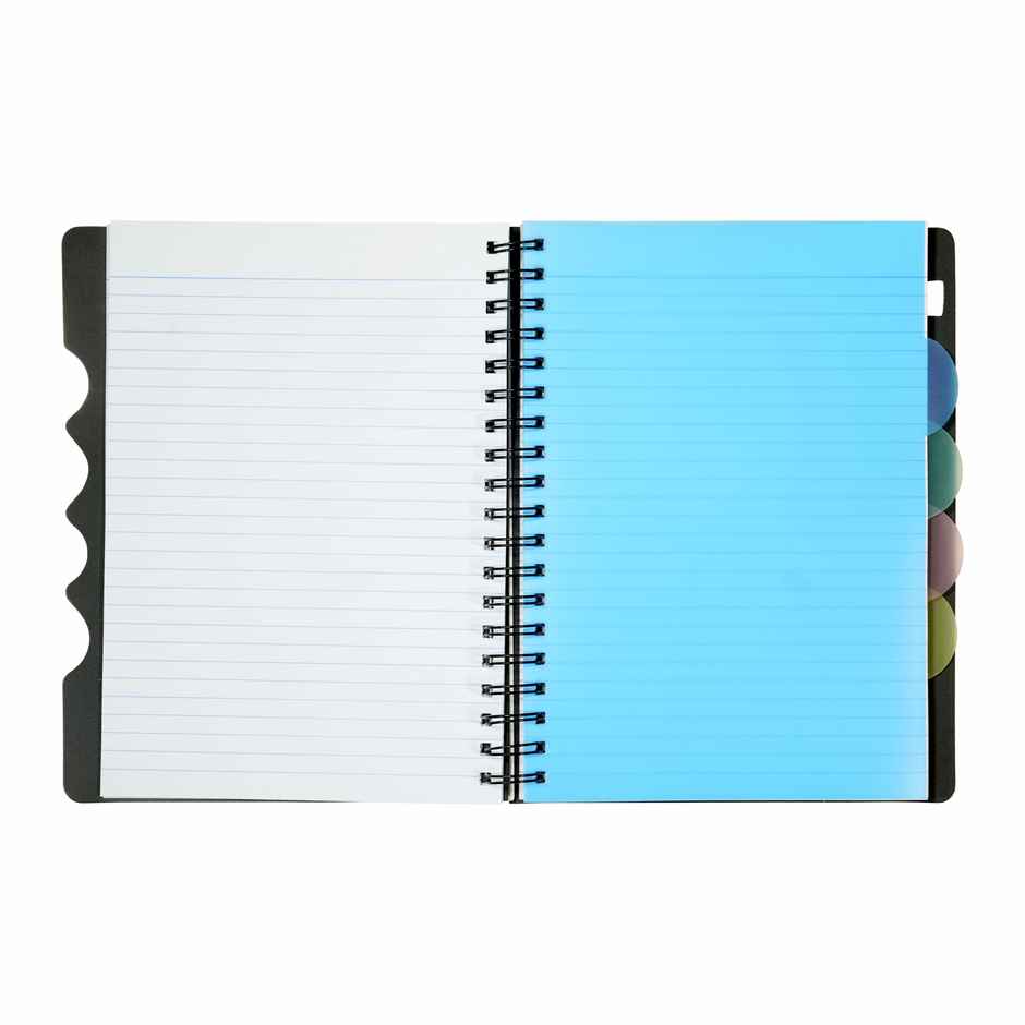 ABK 5 Subject Notebook 70 Gsm Paper Single Ruled 300 Pages 17.6 x 25 cm Spiral Binding