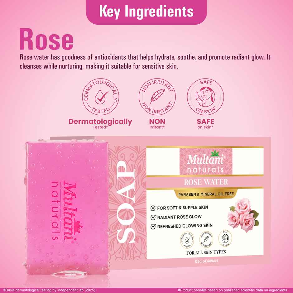Multani Natural Rosewater Handmade Soap | Hydrate and Refresh Skin