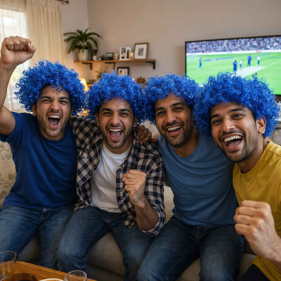 Team India Supporter Wig for Cricket Match Parties | Assorted | Propcon