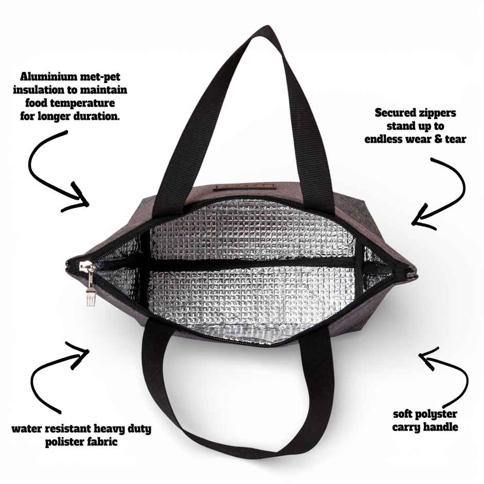HOOM Lunch Bag with Met-PET Aluminium Insulation | Keeps Food Fresh & Warm Longer
