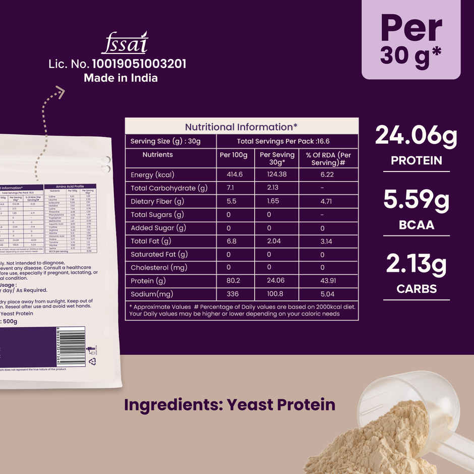 Sugar.fit Fermented Yeast Protein Unflavoured Vegan |24 g Protein