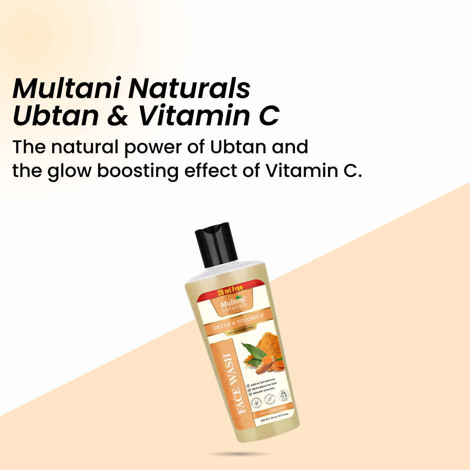 Multani Naturals Ubtan & Vitamin C Face Wash | Reduce Tan & Boost Radiance | No SLS Paraben