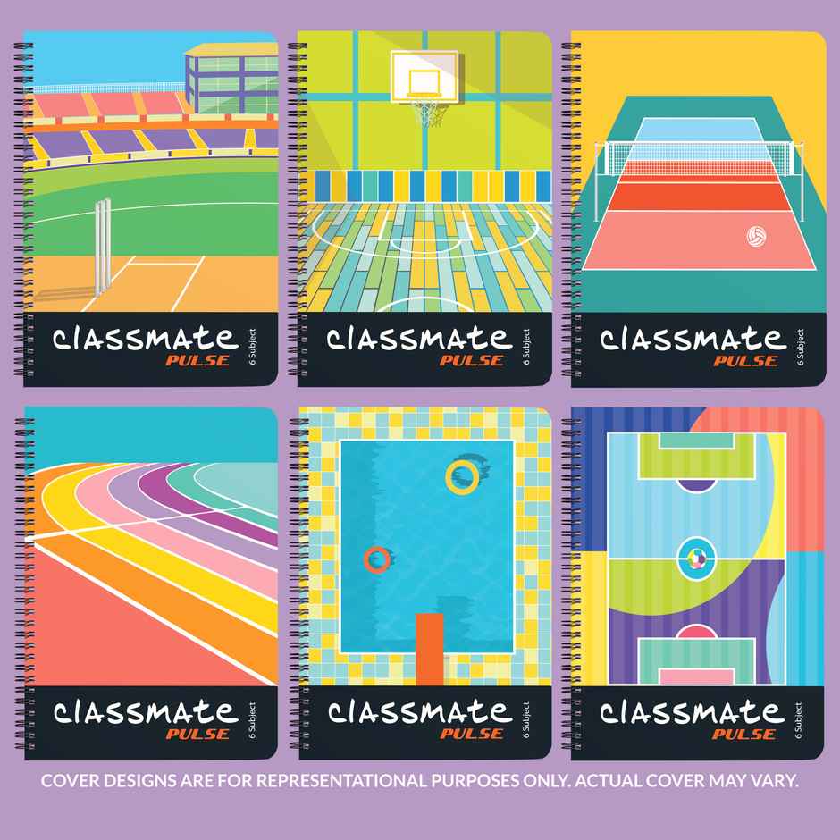Classmate | Pulse | Spiral Notebook | 6 Sub | Single Line | 267 X 203 |302 Pages