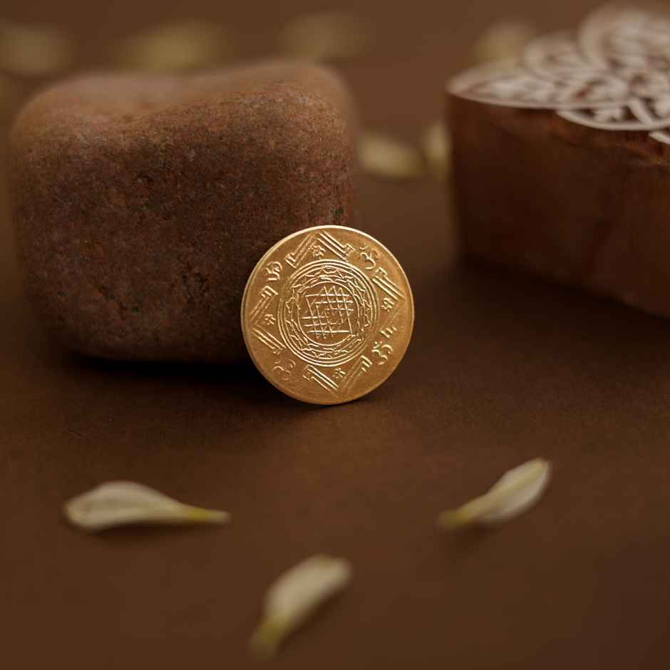 Lakshmi Artificial Puja Coin - Puja Religious Ceremony Item | Gold | Oye Happy