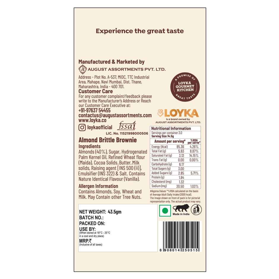 LOYKA Almond Brittle Brownie Chocolate Box | 43.5 g