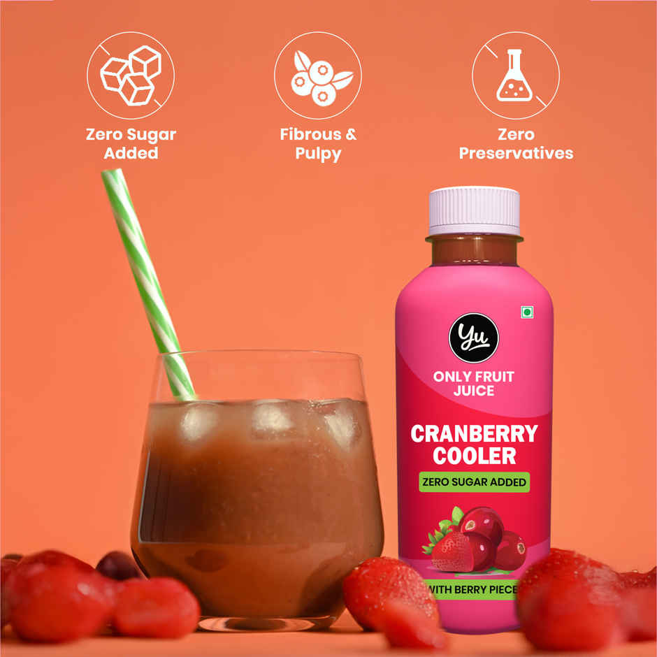 Yu Cranberry Cooler with Berry Pieces - Only Fruit Juice