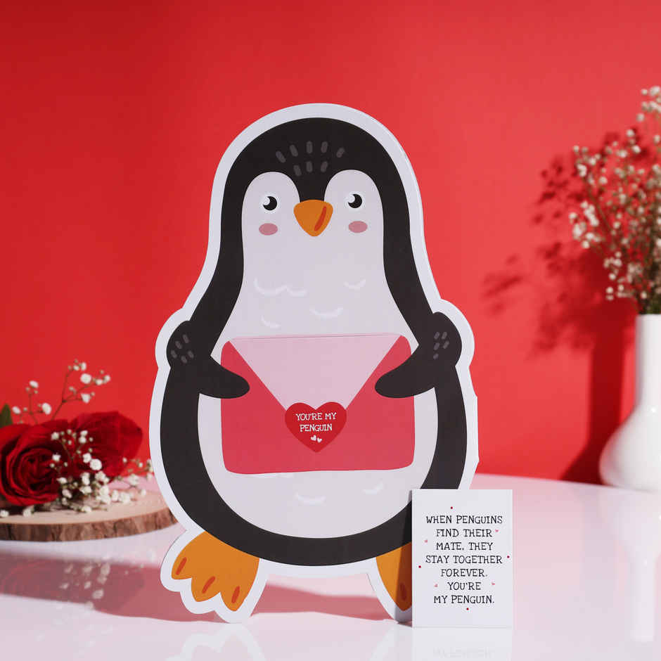 Cute Penguin Valentine Card with a Secret Love Message