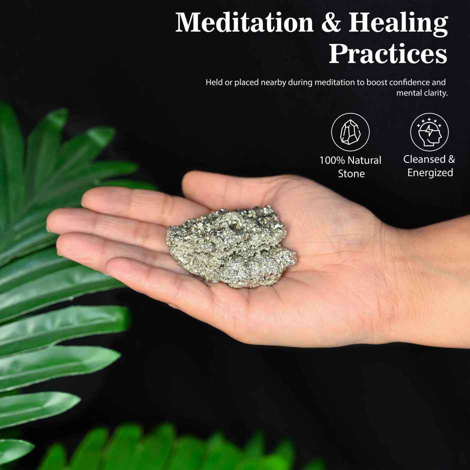 HINDCRAFT Original Pyrite Crystal Cluster | Raw Pyrite Stone for Wealth - Abundance - Protection