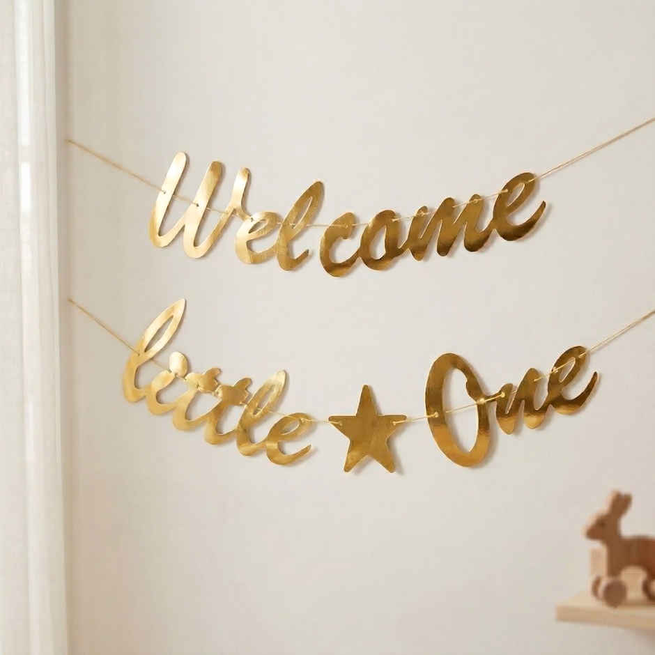 Golden Welcome Little One Banner | Propcon