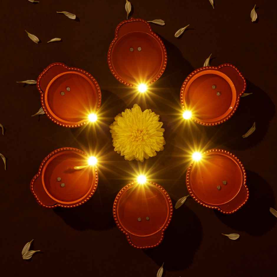 Water Sensor LED Diyas - Automatic Floating Festival Lights | Pack of 6 | Oye Happy