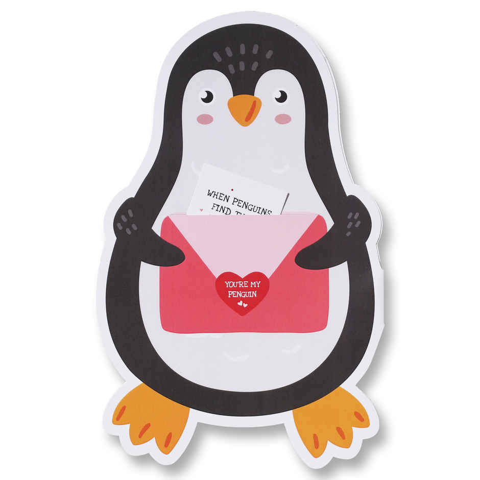 Cute Penguin Valentine Card with a Secret Love Message