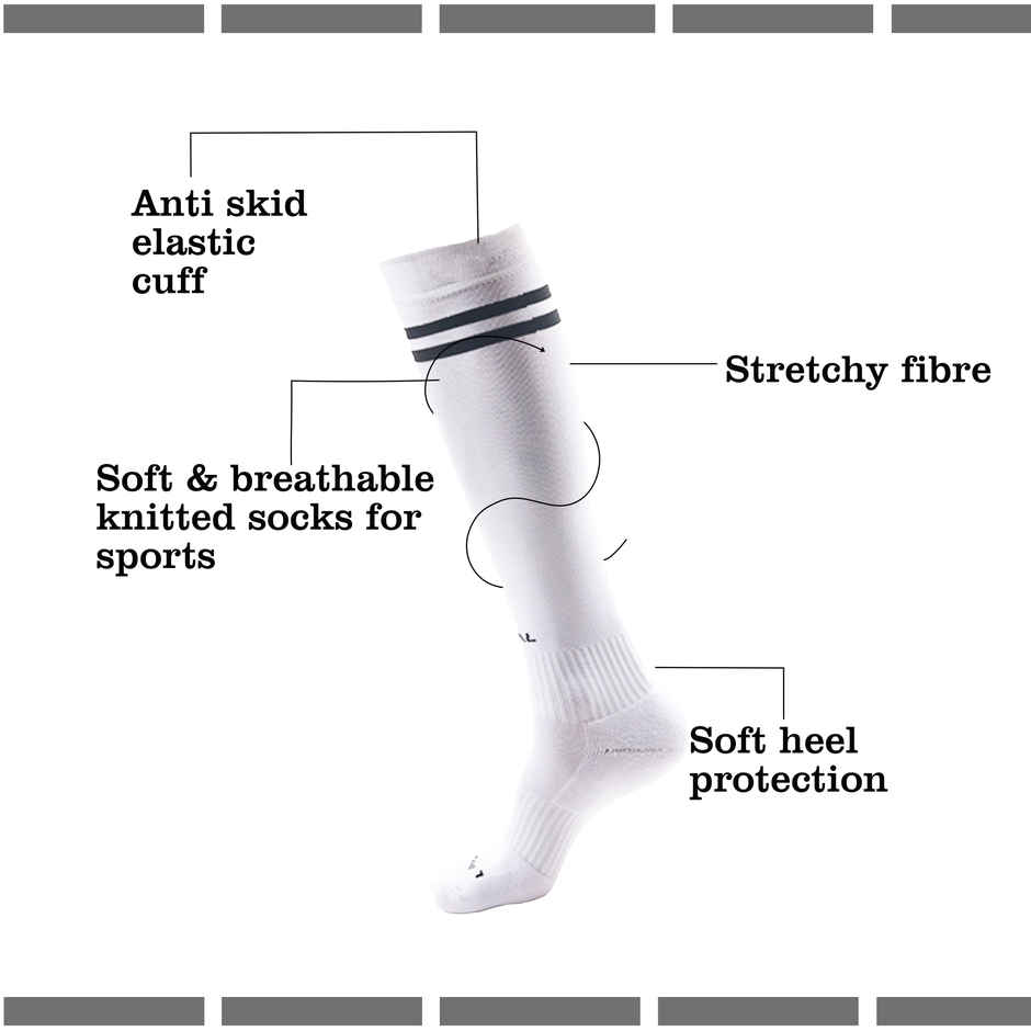 Total Trainer Football Stockings - Comfortable Support for Enhanced Performance (White, M)
