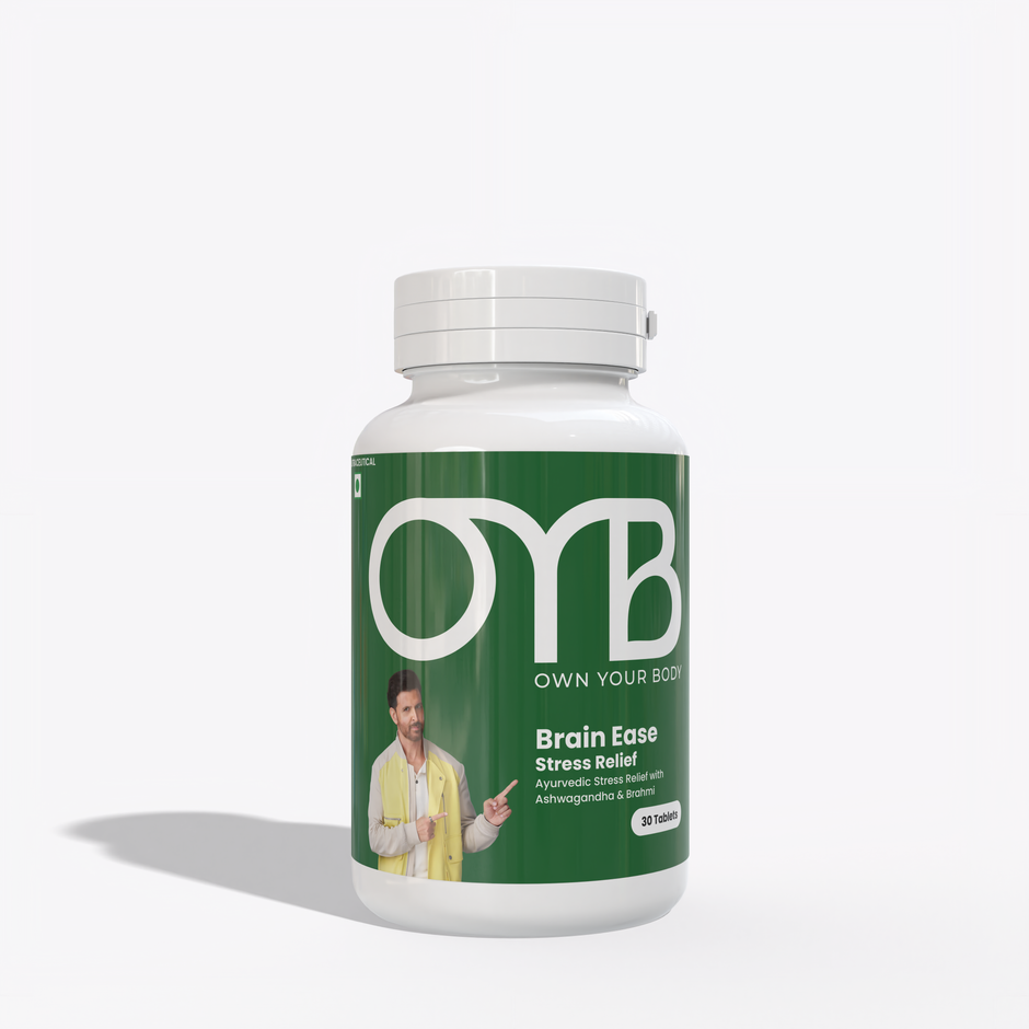 OYB Brain Ease Stress Relief with Ashwagandha & Brahmi for Calm Mind, Focus & Anxiety Support