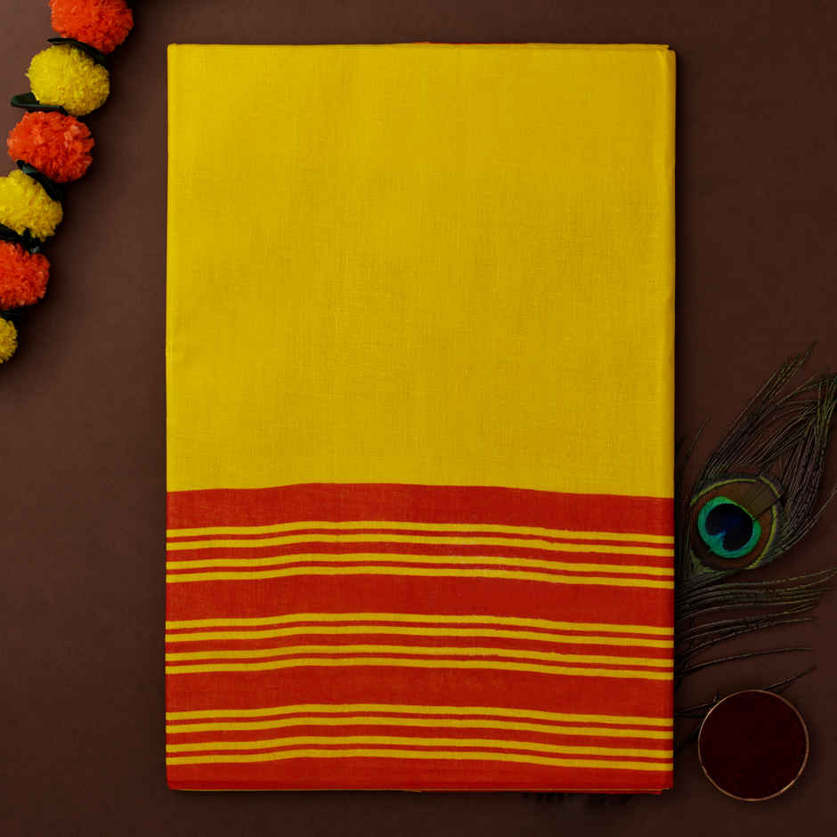 Traditional Saree | Festival Ethnic Wear | Yellow | Oye Happy