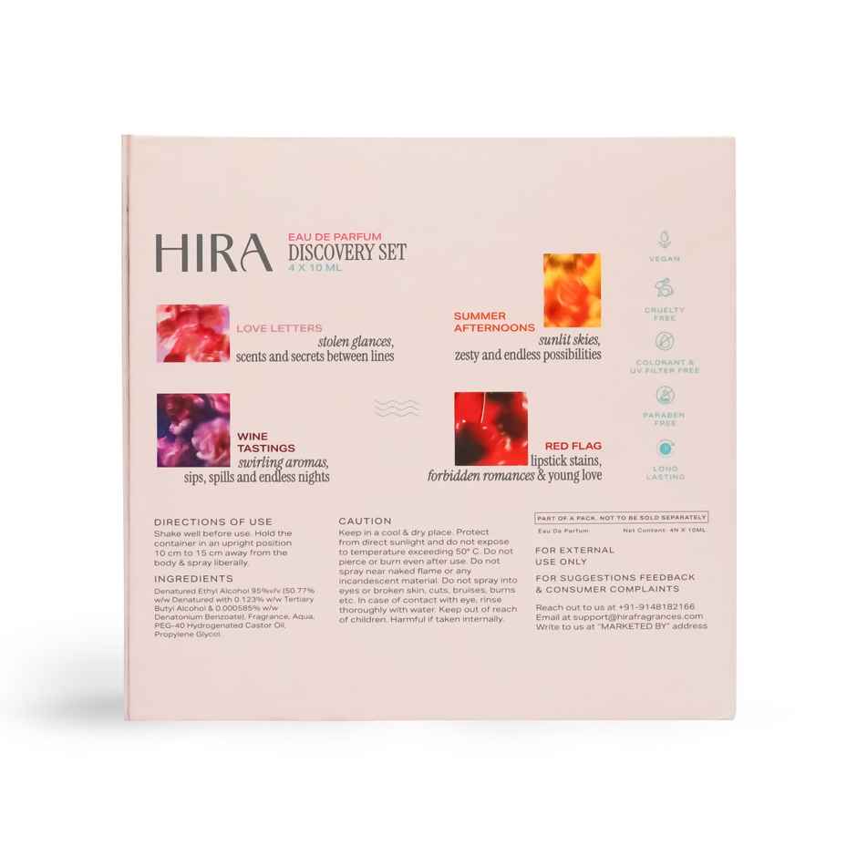HIRA Discovery Set for Her | EDP | Summer Afternoons, Love Letters, Red Flag, Wine Tastings