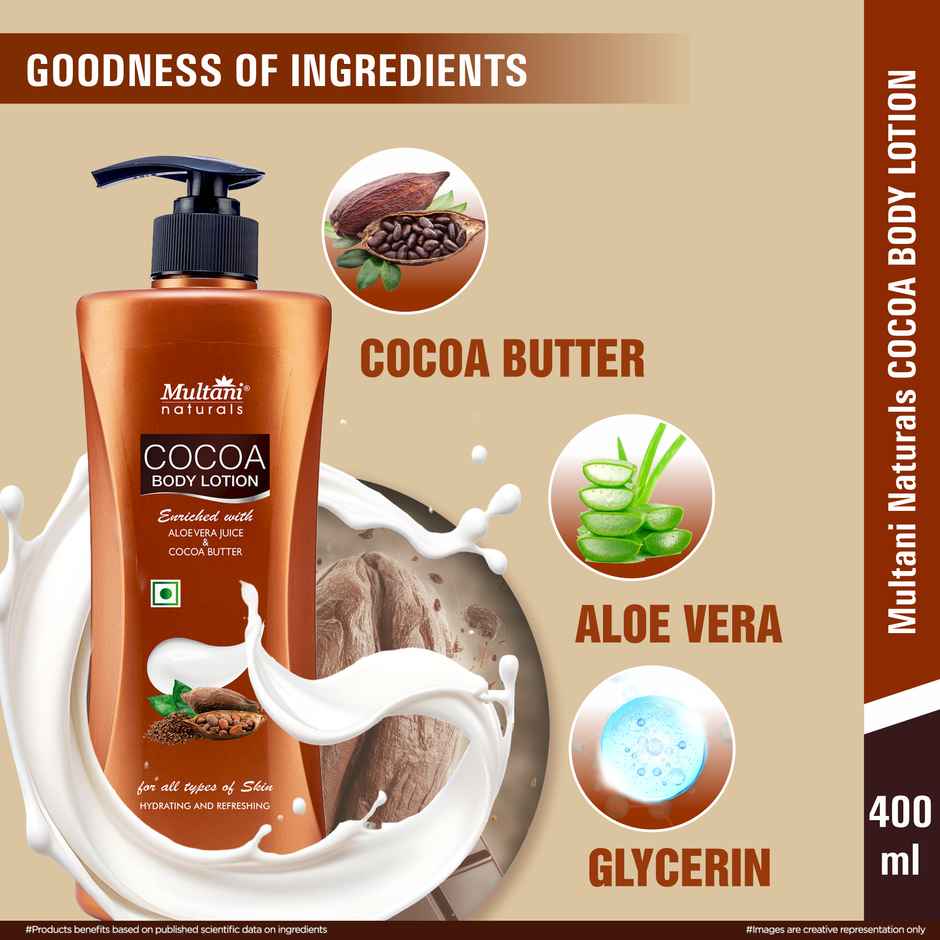 Multani Naturals Cocoa Body Lotion | Non Sticky Lightweight Formula | Moisture & Protect