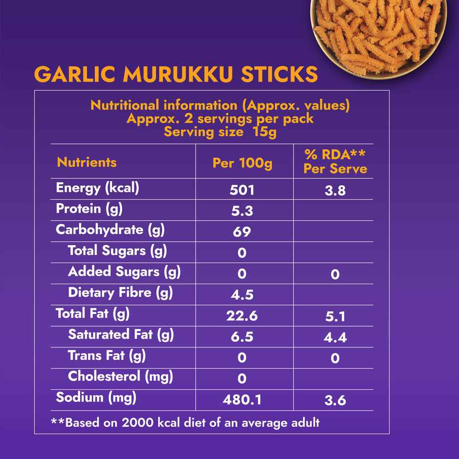 Sweet Karam Coffee Garlic Murukku Crisps (Chakli) - Namkeen Snacks