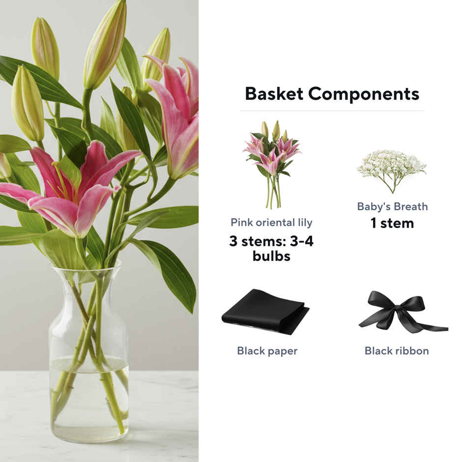 Pink Oriental Lily With Fragrance | 3 Stems
