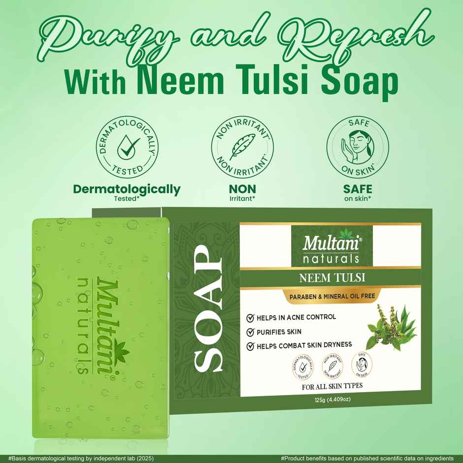 Multani Natural Neem Tulsi Handmade Soap | Fights Acne and Skin Irritation