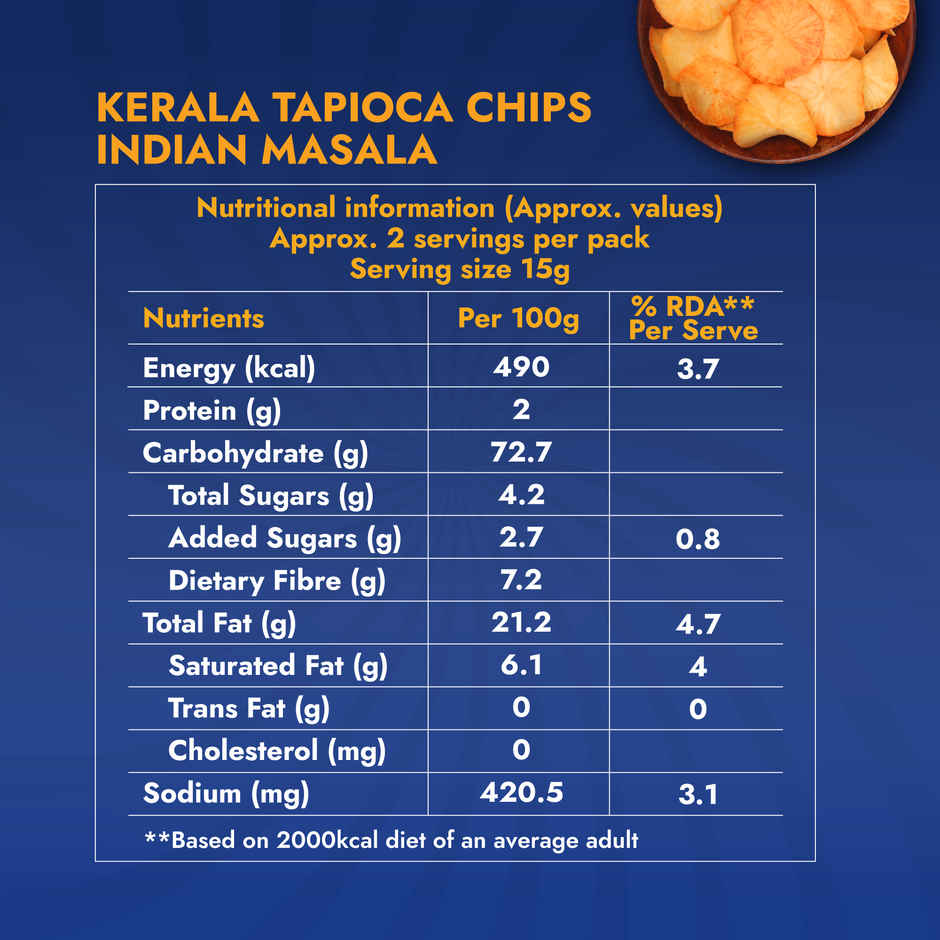 Sweet Karam Coffee Indian Masala Tapioca Chips / Wafers