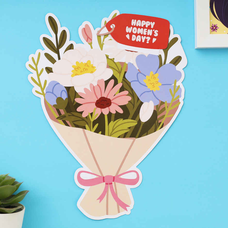Flower Bouquet Pull Card | Unique and Interactive Women's Day Greeting Card | Oye Happy