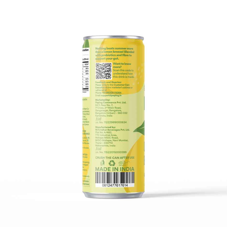 Peping Prebiotic Fizzy Drink | Lemon Breeze