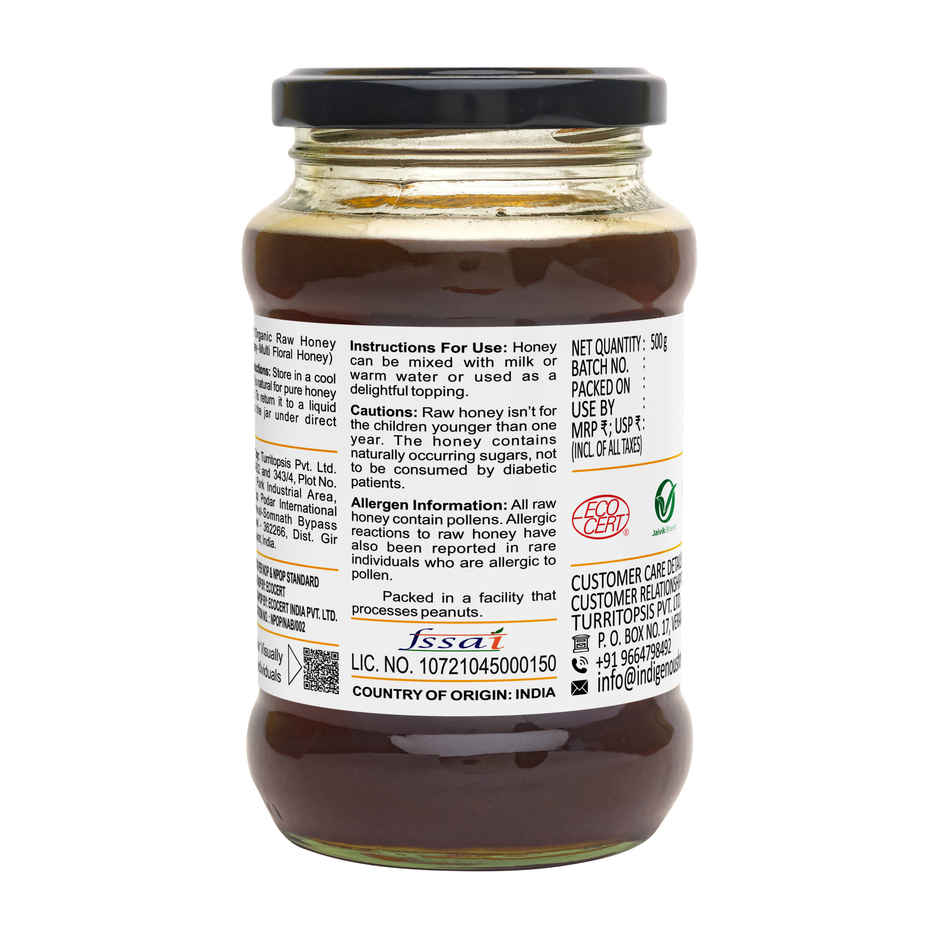 Indigenous Honey USDA Certified Organic Raw Wild Natural Honey