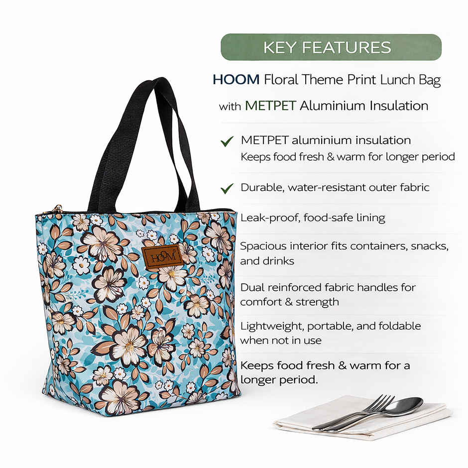 HOOM Print Lunch Bag with Met-PET Aluminium Insulation | Fresh, Warm & Stylish