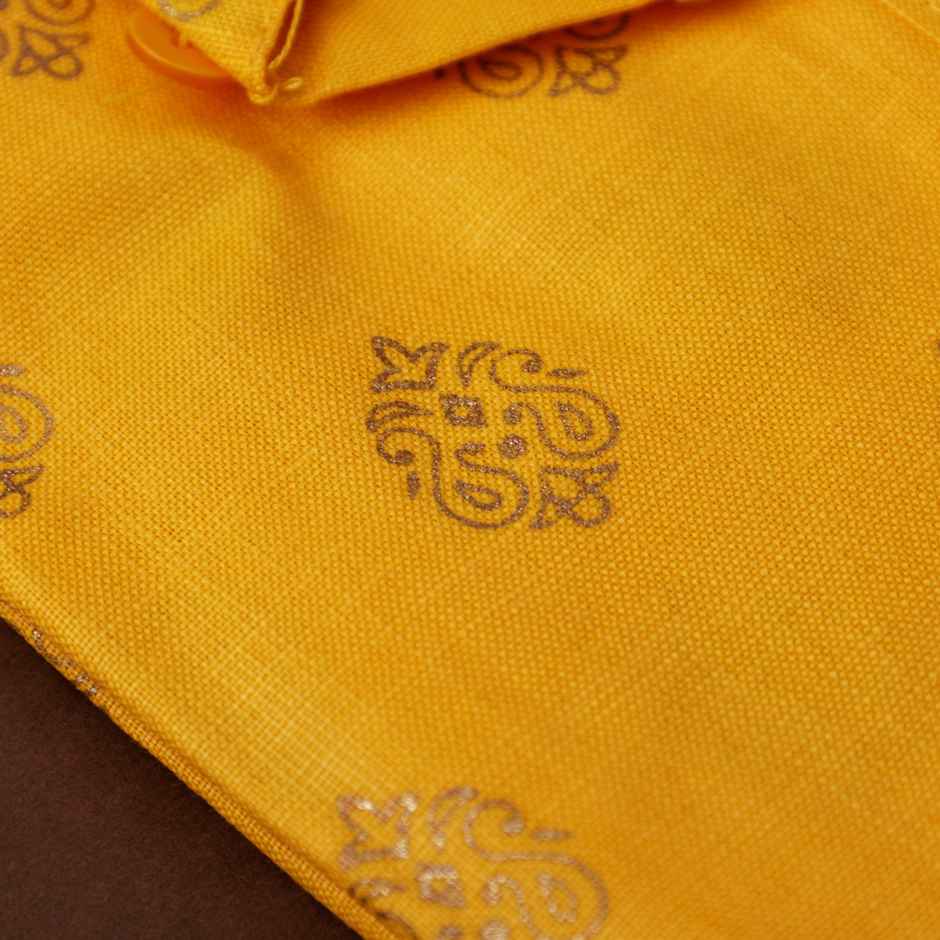 Designer Cotton Kurta | Traditional Men's Wear | Yellow | M | Oye Happy