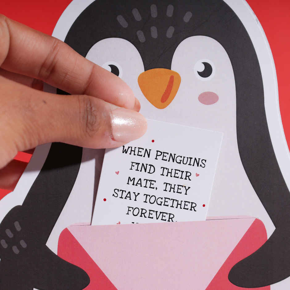 Cute Penguin Valentine Card with a Secret Love Message