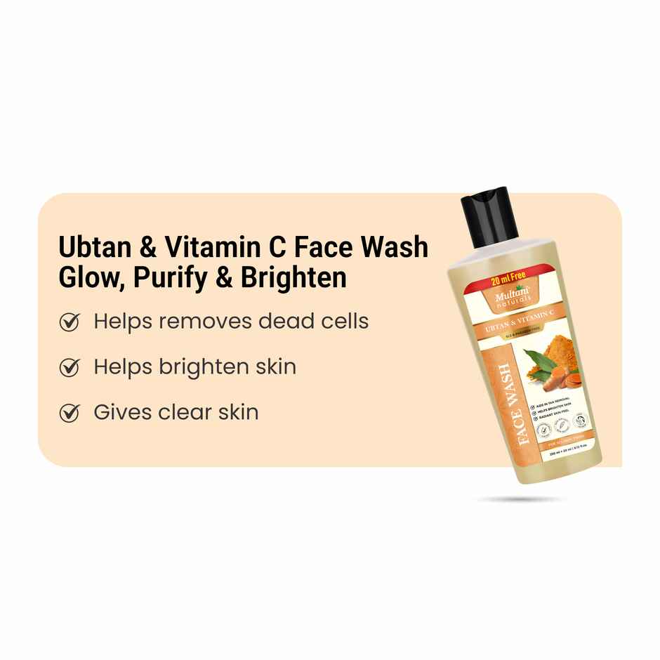 Multani Naturals Ubtan & Vitamin C Face Wash | Reduce Tan & Boost Radiance | No SLS Paraben