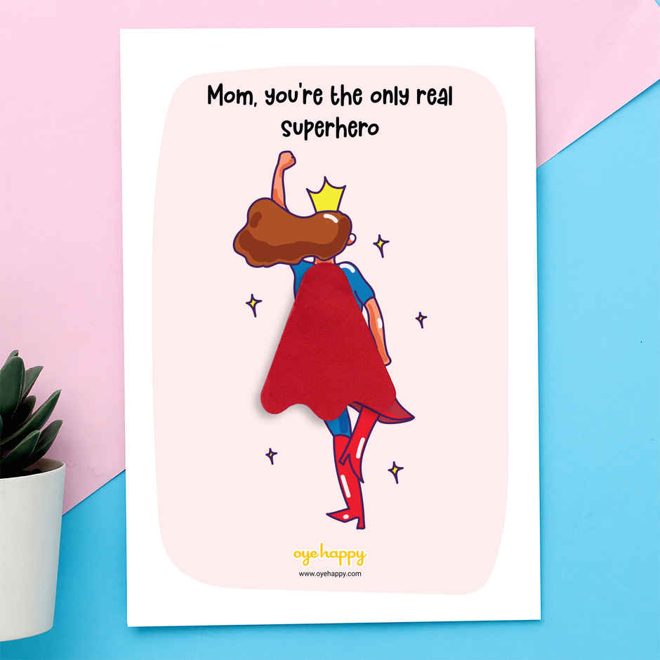 Supermom Cape Greeting Card | Oye Happy
