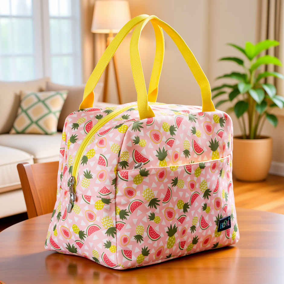 HOOM Print Lunch Bag with Met-PET Aluminium Insulation & Front Pocket | Fresh and Warm for Longer