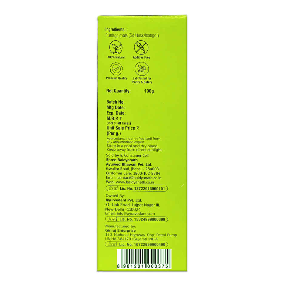 Baidyanath Ayurvedant Isabgol Psyllium Husk Powder