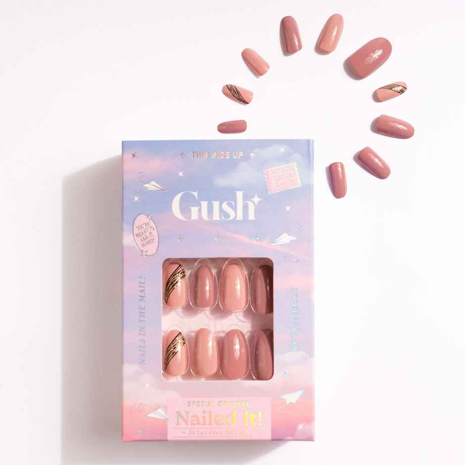 Gush Beauty Nailed It | Reusable Luxury Press On Nails | Short Round | Peony Pinks | Pink
