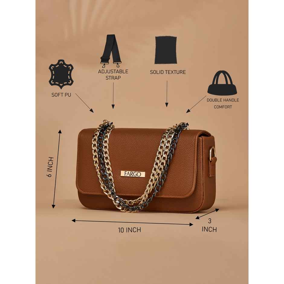 Fargo Brown Trendy Sling Bag Women's Leatherette Sling Bag | FGO-823
