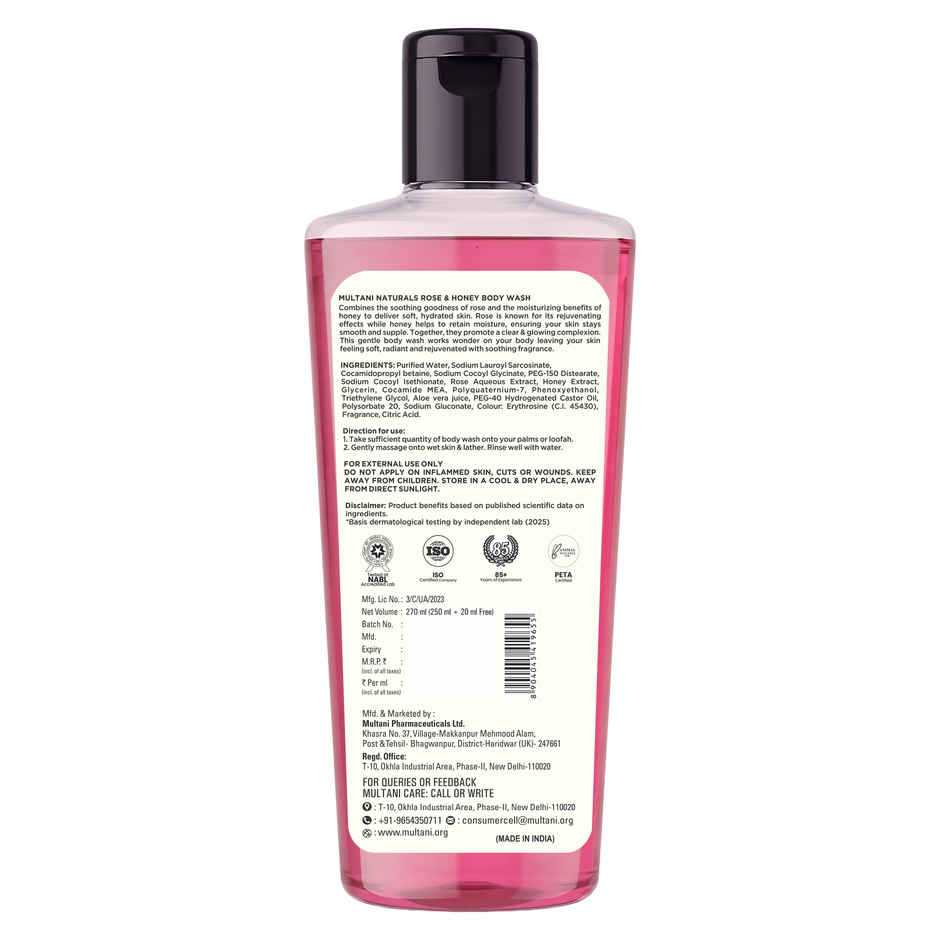 Multani Naturals Rose & Honey Body Wash
