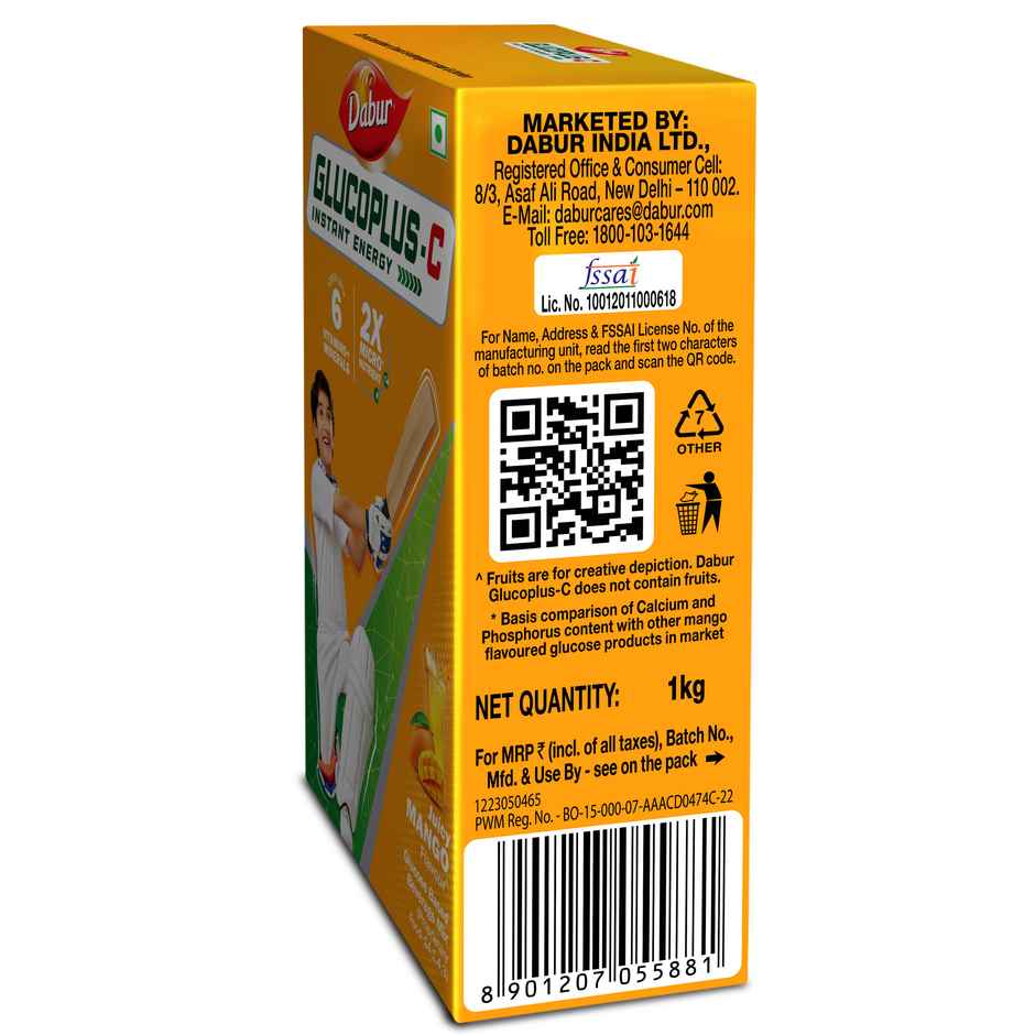 Dabur Glucoplus-C Mango Instant Energy Glucose Powder
