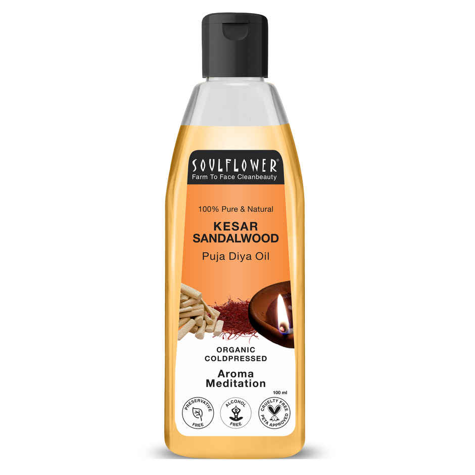 Soulflower Kesar Sandalwood Pooja Diya Oil