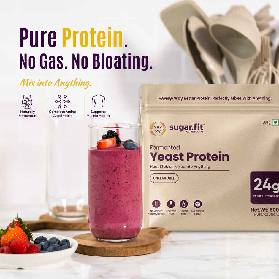 Sugar.fit Fermented Yeast Protein Unflavoured Vegan |24 g Protein