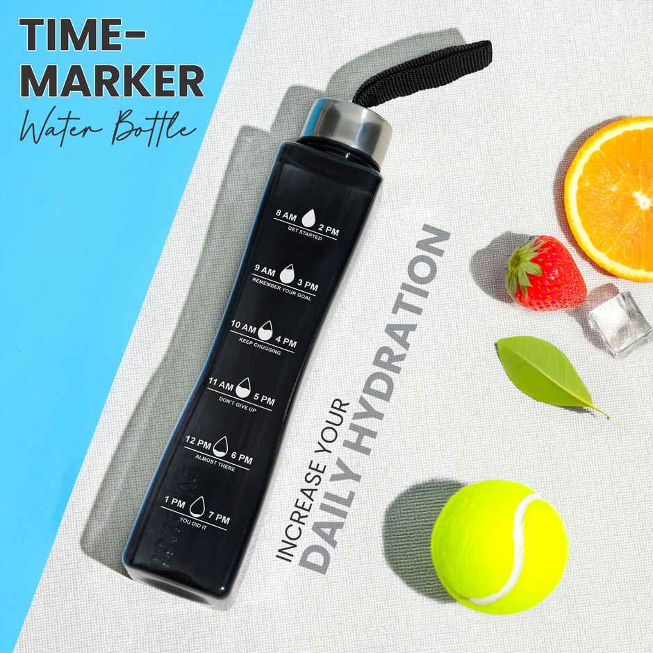 2Mech Plastic Water Bottle with Time Marker | Black | 800 ml