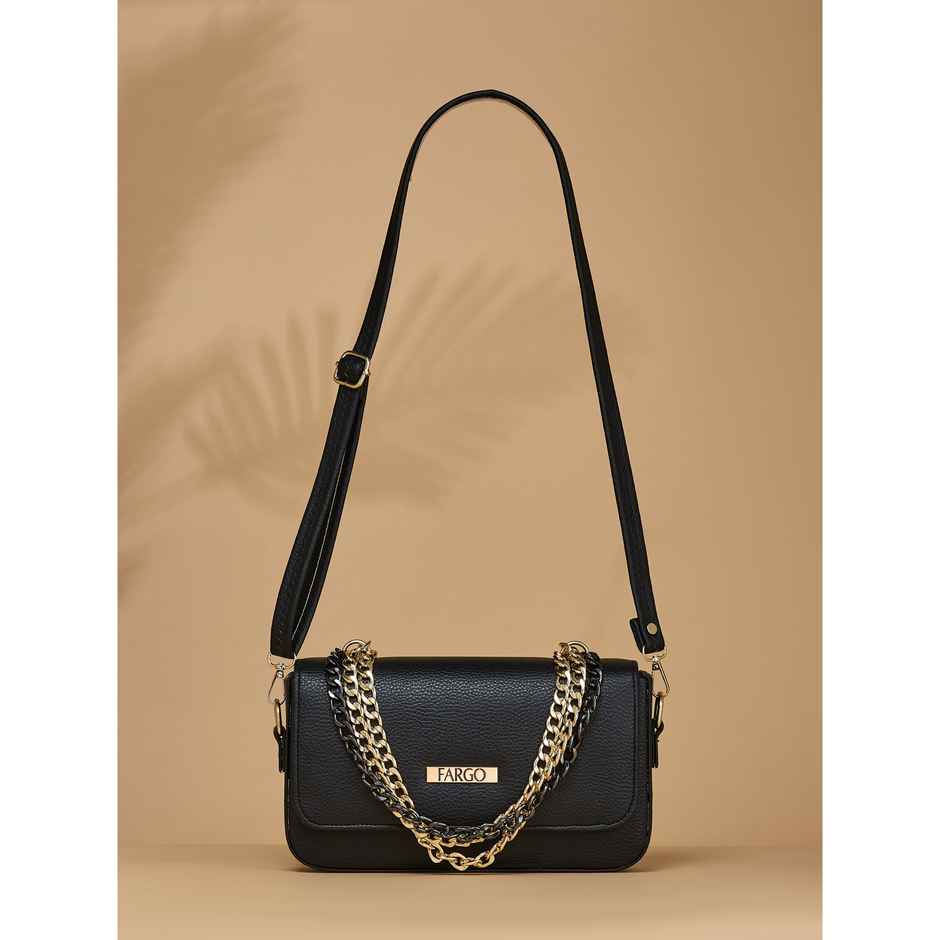 Fargo Stylish Black Sling Bag Women's Leatherette Sling Bag | FGO-822