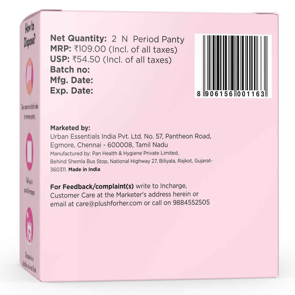 Plush Period Panty High Waist | Disposable | L-XL