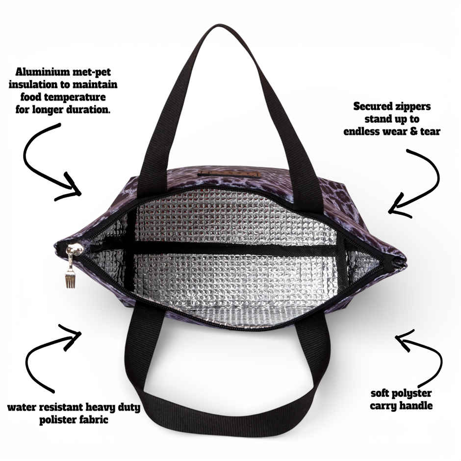 HOOM Print Lunch Bag with Met-PET Aluminium Insulation | Keeps Food Fresh & Warm for Longer