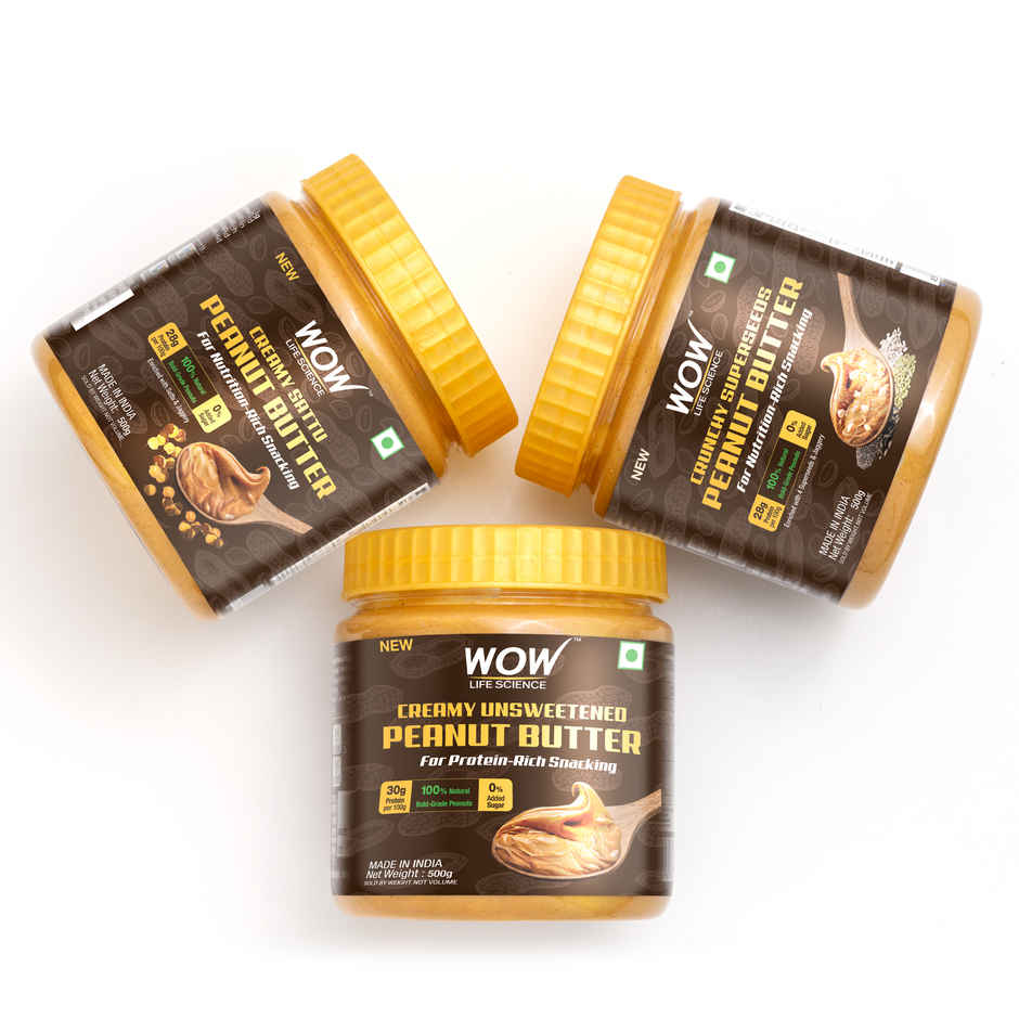 WOW Life Science Crunchy Unsweetened Peanut Butter