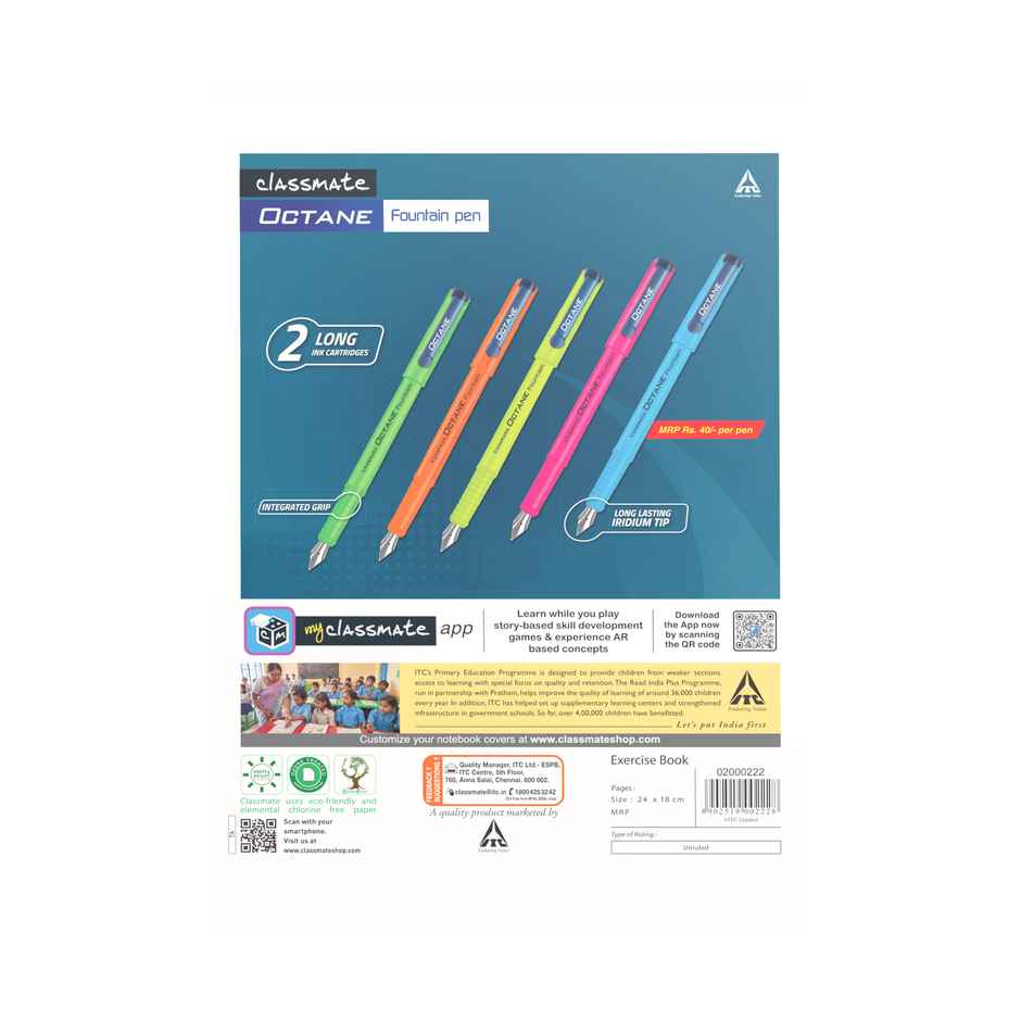 Classmate|Notebook|Soft Cover| | Unruled| B5| 240 x 180|172 pages