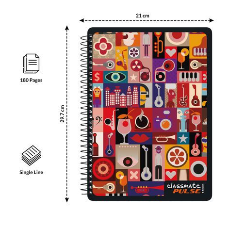 Classmate Single Line Spiral Notebook (297 x 210mm, Assorted Design)
