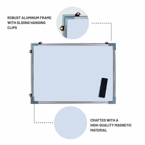Abk Non Magnetic Double Sided White Board And Chalk Board 2Ft x 1.5Ft With 1 Eraser, 2 Markers